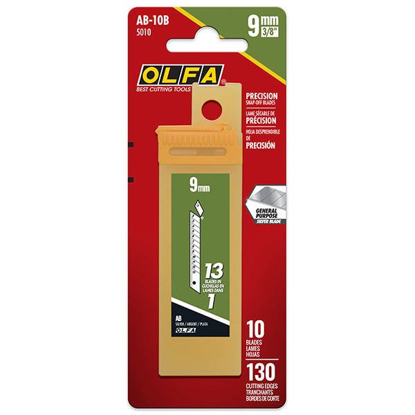 Olfa 9mm AB Silver Snap Blades - 10 Pack