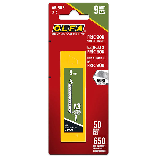 Olfa 9mm AB Silver Snap Blades - 50 Pack