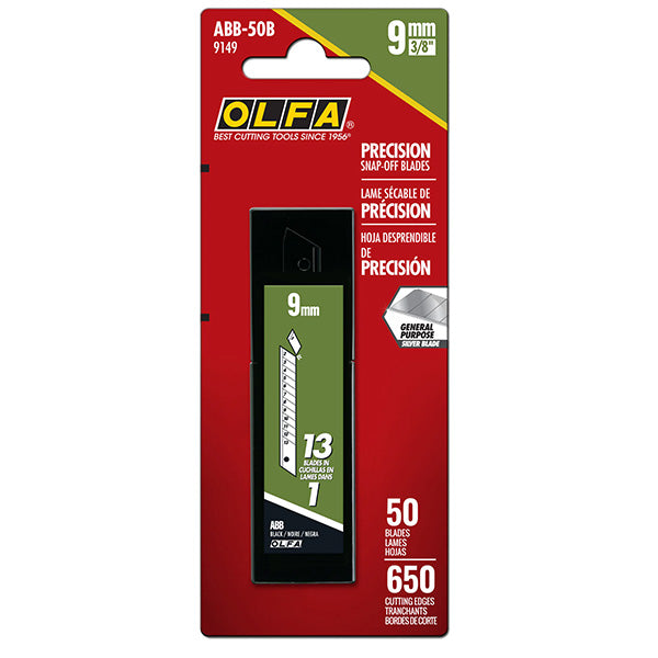 Olfa 9mm ABB Black Snap Blades - 50 Pack