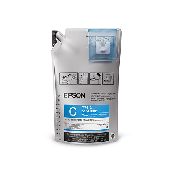 Epson T741 UtlraChrome Dye Sub Ink, Cyan 1.1L - 6 Pack